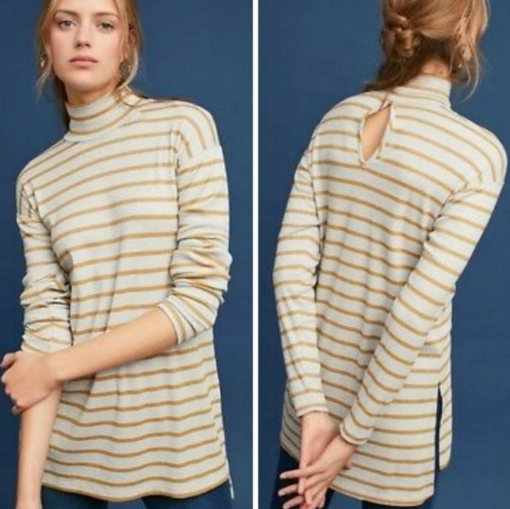 Vanessa Virginia Metallic Striped Tunic Sz XS